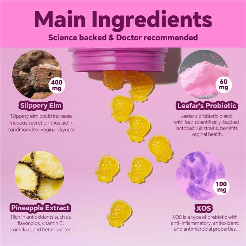LeeFar Her Juicy Feminine Probiotics Gummies - pH Balance & Dryness Support - 60 Counts - Image 4