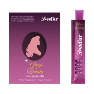 LeeFar Sleep & Beauty Collagen Jelly - 1800mg Bio-Peptides + Nighttime Blend - 15 Stick Packs