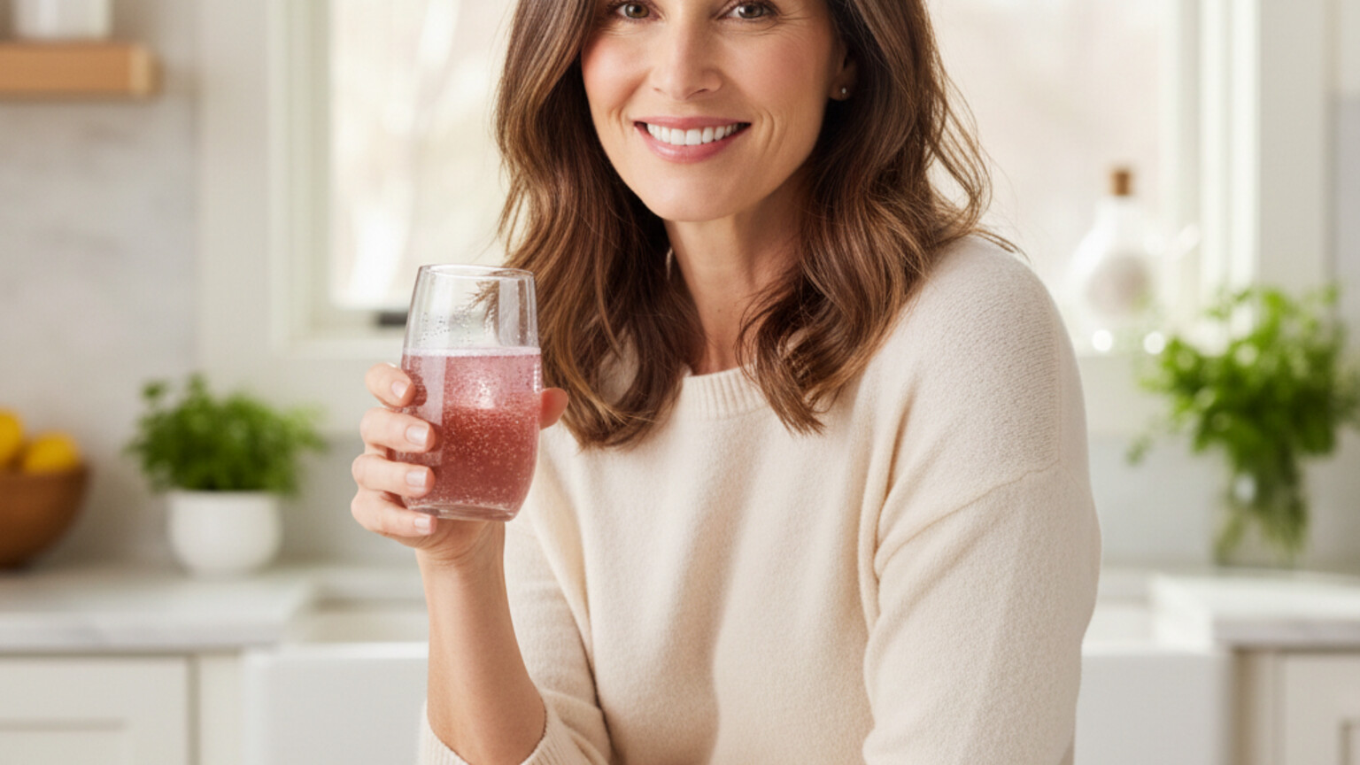 Woman in her kitchen with morning routine